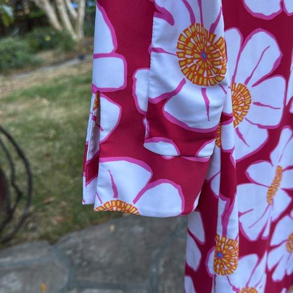 💐LESLEY EVERS; Beautiful & Colorful Floral 3/4 Sleeve Stretchy Dress. Size Sm! - Picture 4 of 15